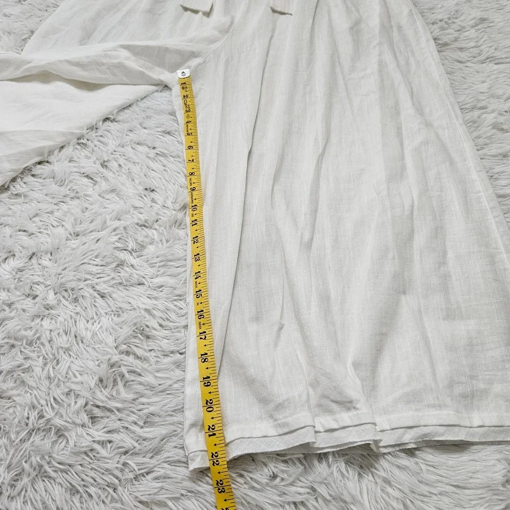Free‎ People Movement Women's Sz L White 100% Cotton Belted Wide Leg Pants - Picture 8 of 15